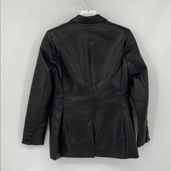 CAbi James faux leather blazer jacket black one button vegan women new Small - Picture 4 of 5